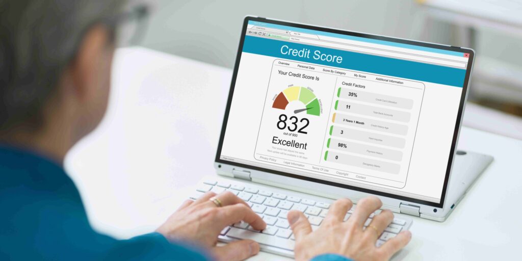 Credit score calculator interface displaying input fields and results for assessing creditworthiness and financial health.